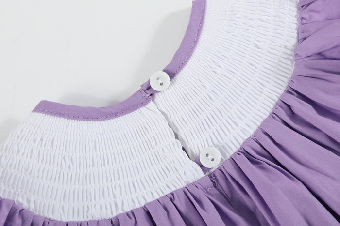 Purple Easter Bunny Smocked Bishop Dress - Lil Cactus