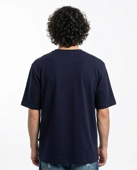 R216165 - Solid Crew Neck Relaxed Fit Tee - Navy Blue