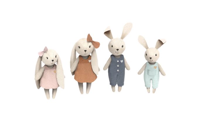 Rabbit Family - Babies in Bloom