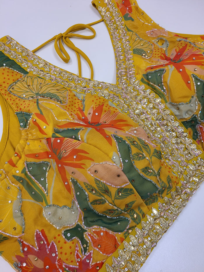Radiant Yellow Floral Lehenga Choli Set