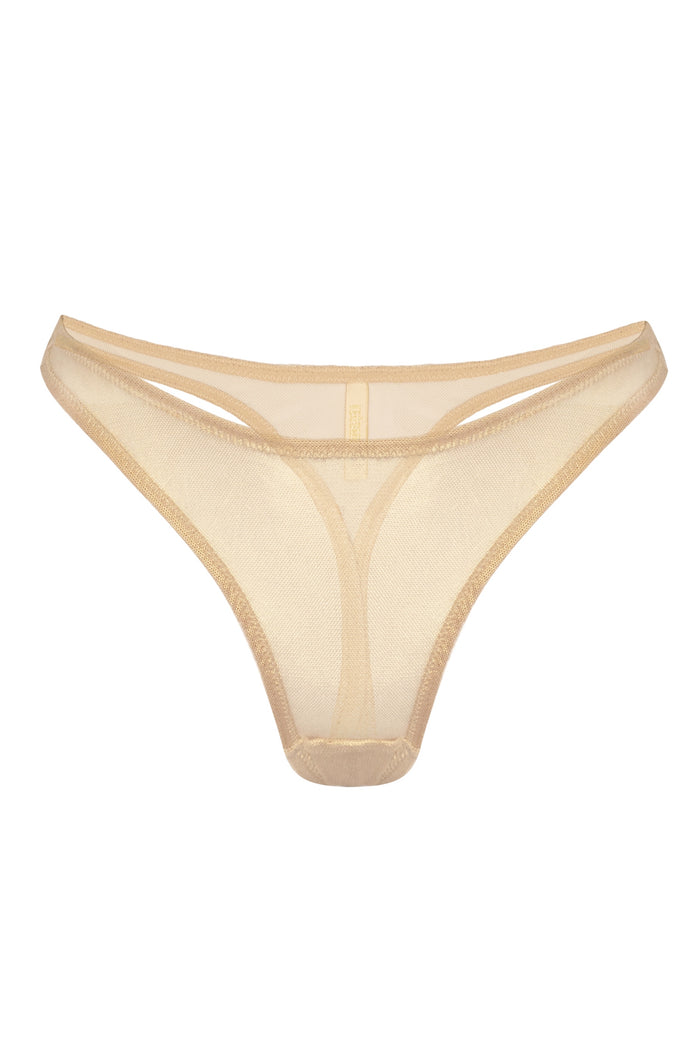 Ramonda beige gold high waisted thongs