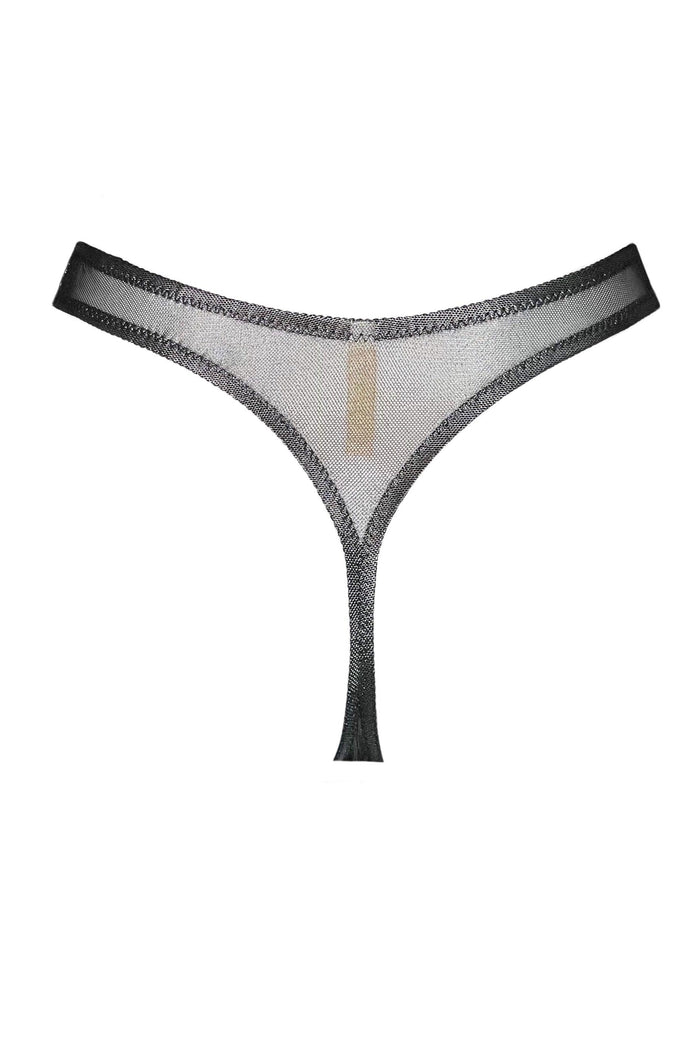 Ramonda black silver high waister thongs - yesUndress