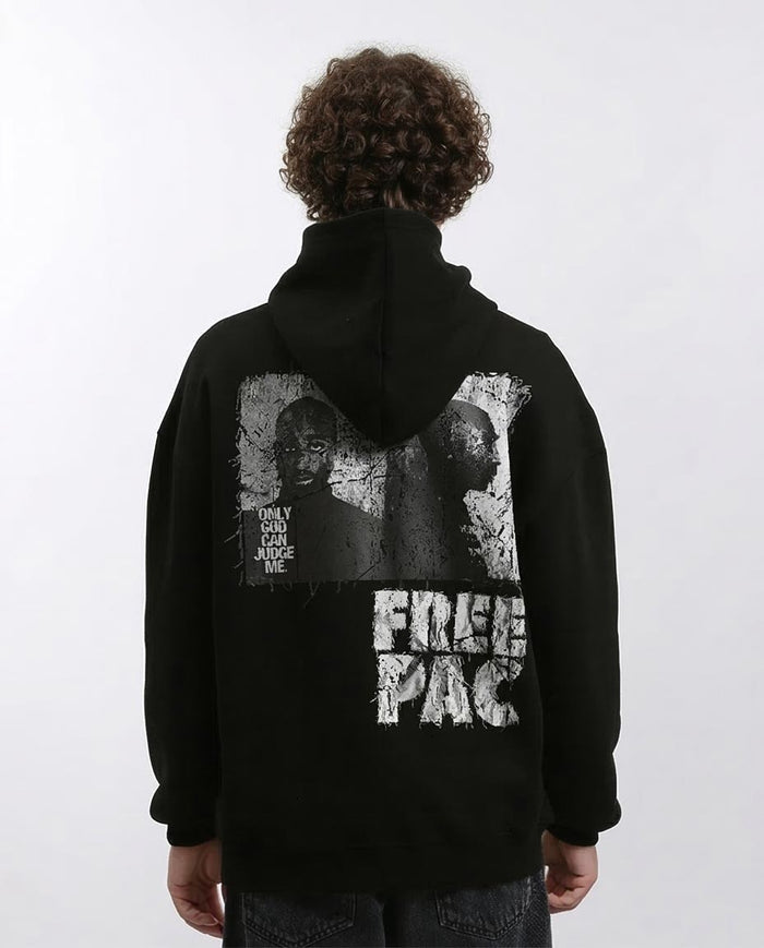 Ravin x Pac Tribute: "FREE PAC" Heavyweight Oversized Hoodie - Black - R215924