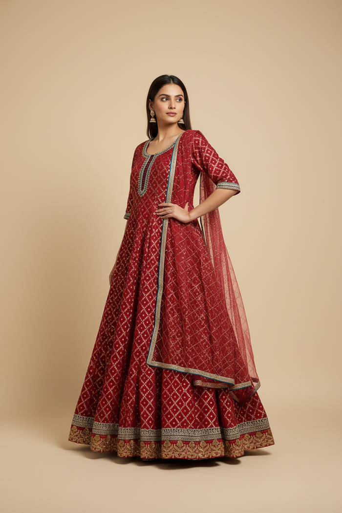Pose 1 - Three quarter turn with dupatta