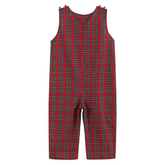 Red Christmas Plaid Santa Yoke Overalls - Lil Cactus