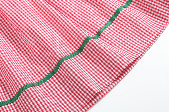 Red Gingham Apple Smocked Bishop Dress - Lil Cactus