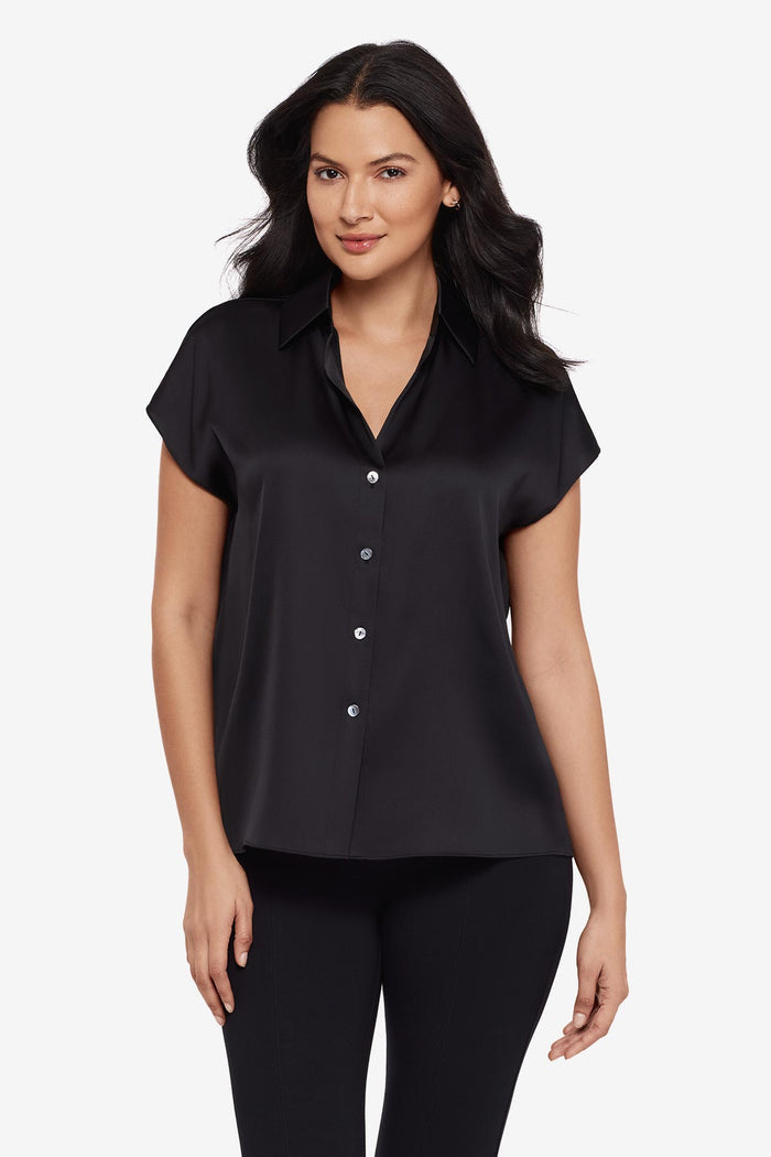 Relaxed Charmeuse Blouse in Black