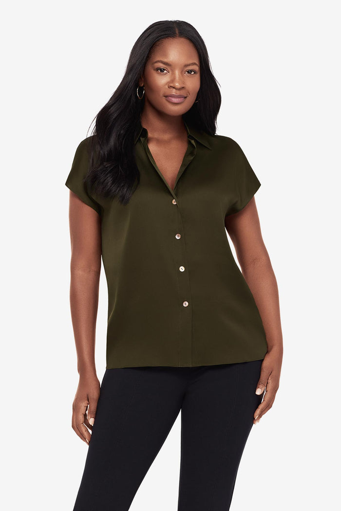 Relaxed Charmeuse Blouse in Nori