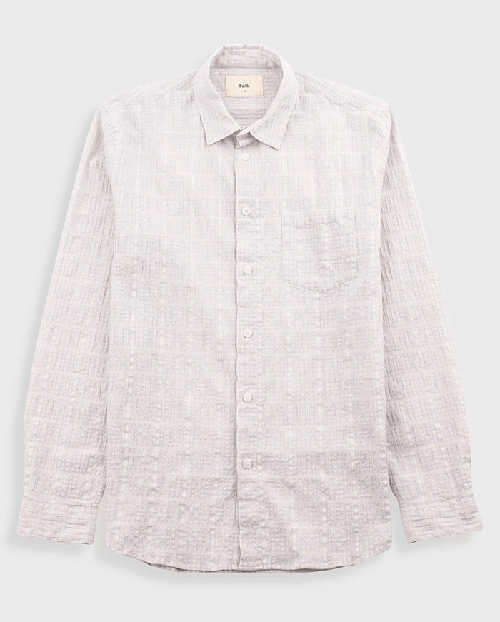 RELAXED FIT SHIRT - SILVER TEXTURED CHECK