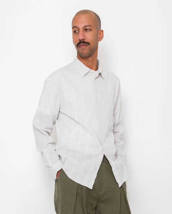 RELAXED FIT SHIRT - SILVER TEXTURED CHECK