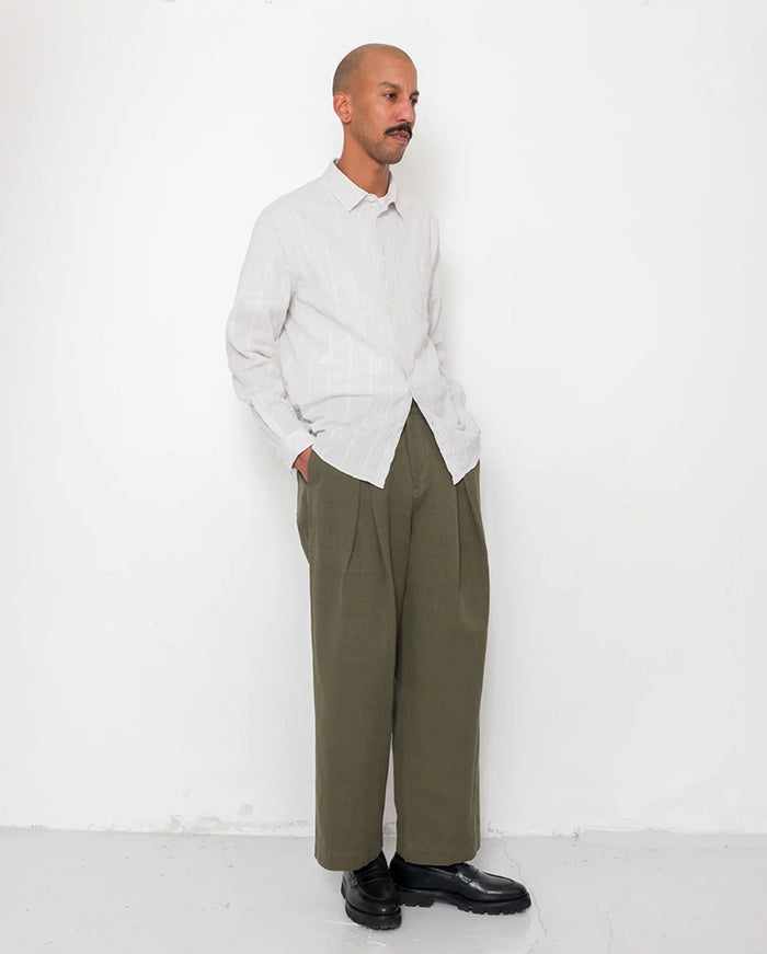 RELAXED FIT SHIRT - SILVER TEXTURED CHECK