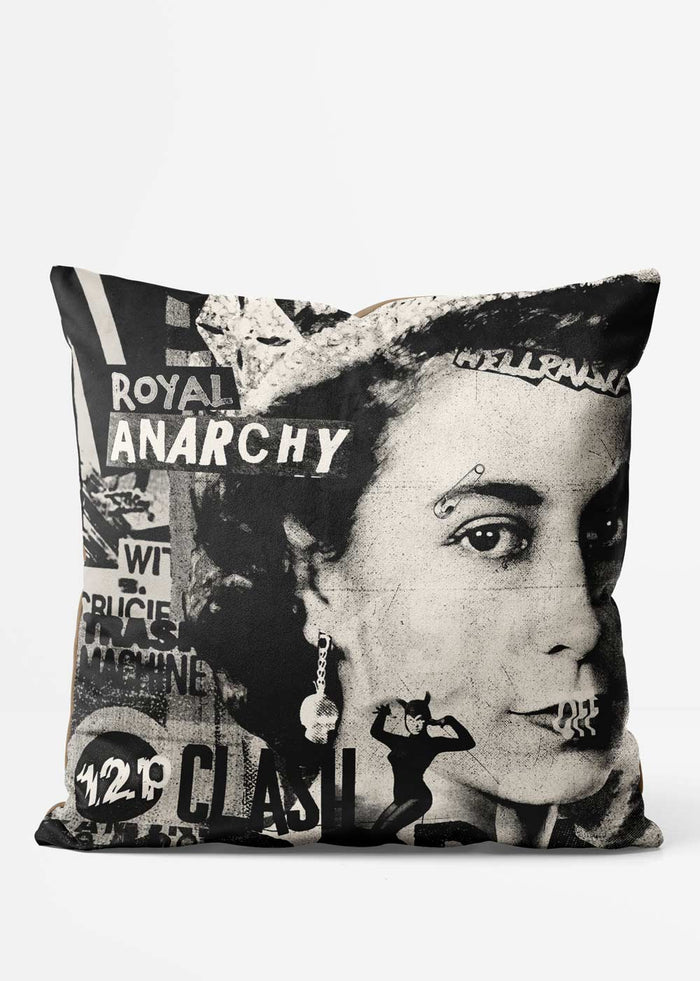 Royal Anarchy Queen Elizabeth Punk Cushion-InkAndDrop