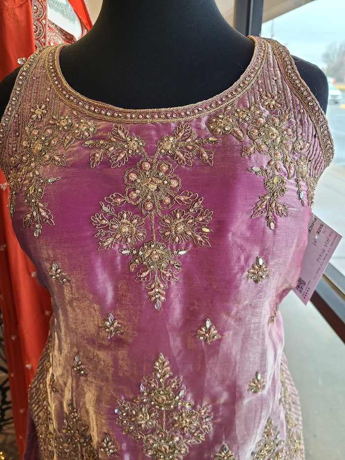 Royal Mauve Zari & Sequin Sharara Suit Set