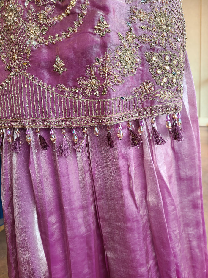 Royal Mauve Zari & Sequin Sharara Suit Set