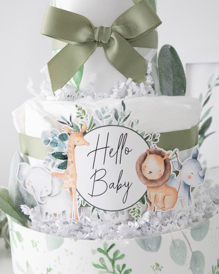Safari Greenery Diaper Cake - Lil Cactus
