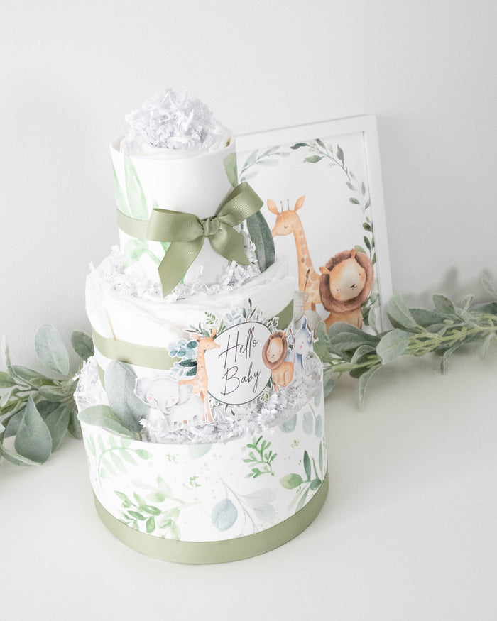 Safari Greenery Diaper Cake - Lil Cactus