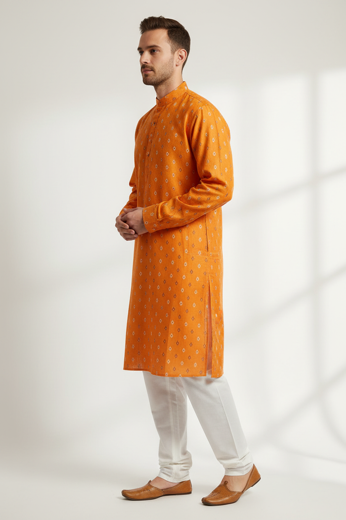 Saffron Butti Kurta – Side
