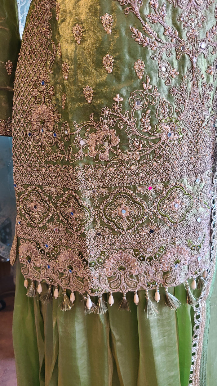 Sage Green Eid Sharara Set