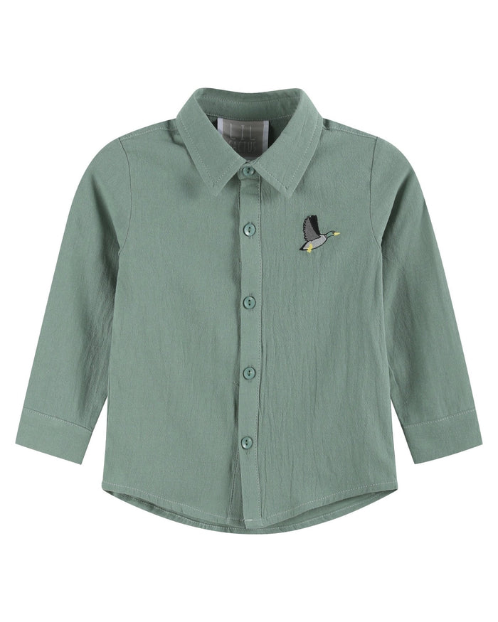 Sage Green Mallard Boys Dress Shirt - Lil Cactus