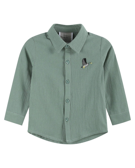 Sage Green Mallard Boys Dress Shirt - Lil Cactus