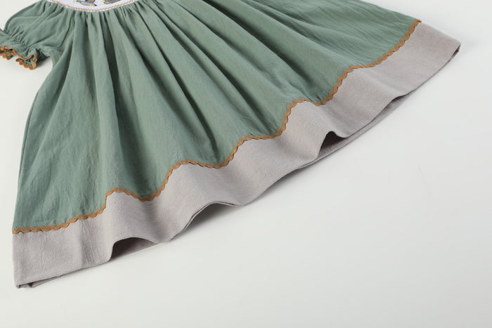 Sage Green Mallard Smocked Bishop Dress - Lil Cactus