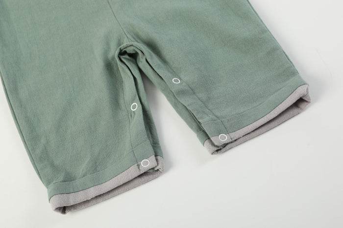Sage Green Mallard Smocked Overalls - Lil Cactus