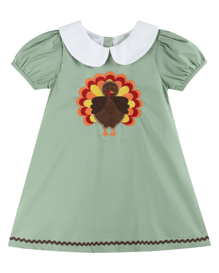 Sage Green Turkey Collared Dress - Lil Cactus