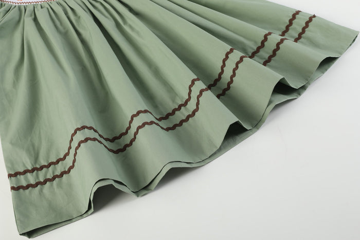 Sage Green Turkey Smocked Bishop Dress - Lil Cactus