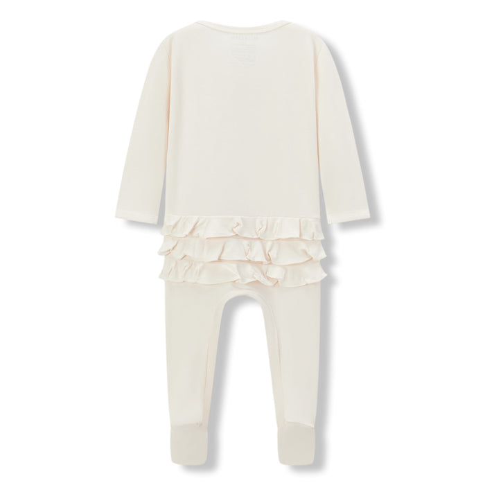 Salt Luxe Solid Ruffle Footed Romper
