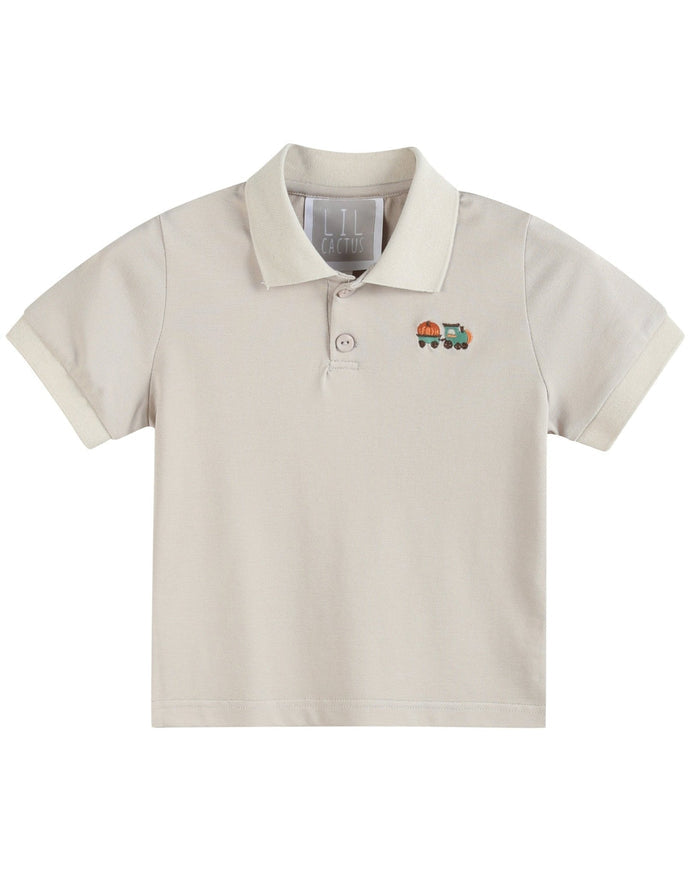 Sand Beige Tractor Polo Golf Shirt - Lil Cactus