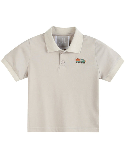 Sand Beige Tractor Polo Golf Shirt - Lil Cactus