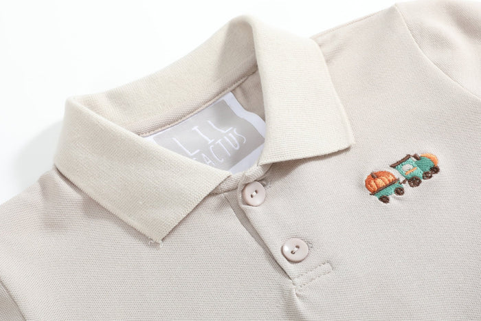 Sand Beige Tractor Polo Golf Shirt - Lil Cactus