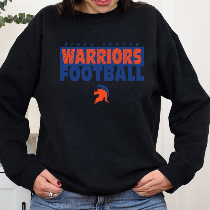 SC WARRIORS FOOTBALL BLACK CREW SWEATSHIRT- GILDAN 18000
