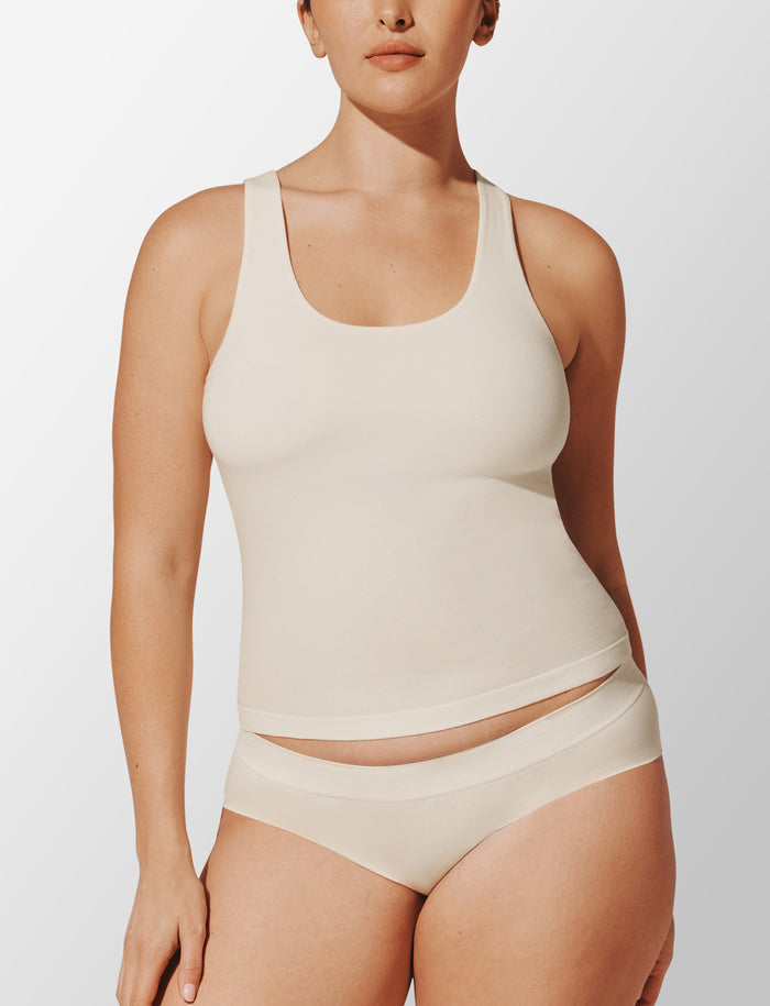 Seamless Cloud Cotton Shelf Tank Top, Sea Salt - Thirdlove - Nylon/Spandex,modelH