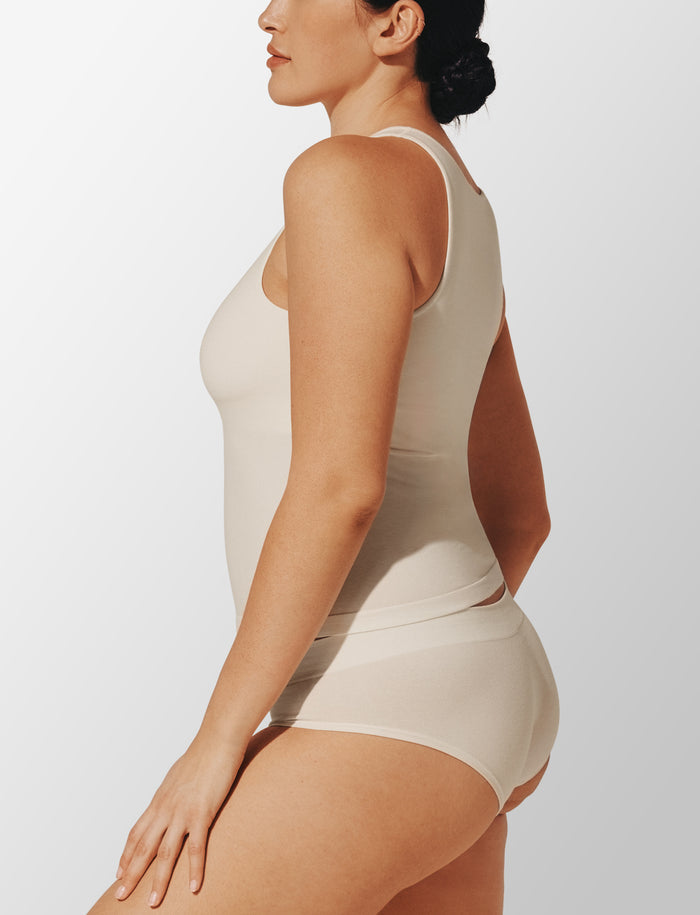 Seamless Cloud Cotton Shelf Tank Top, Sea Salt - Thirdlove - Nylon/Spandex,modelH