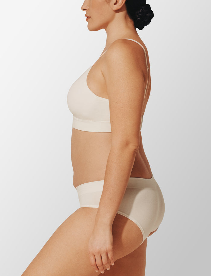 Seamless Cloud Cotton Wireless Bra, Sea Salt - Thirdlove - Nylon/Spandex,modelH