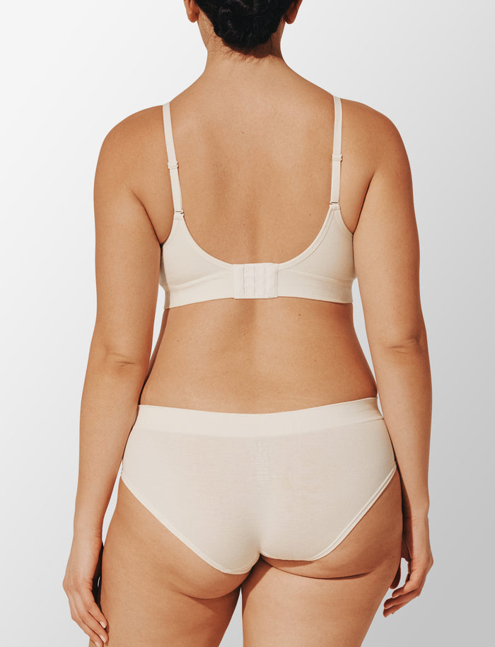 Seamless Cloud Cotton Wireless Bra, Sea Salt - Thirdlove - Nylon/Spandex,modelH