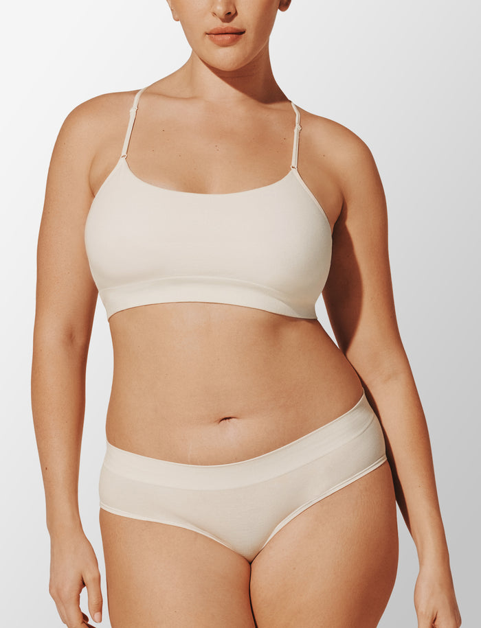 Seamless Cloud Cotton Wireless Bralette, Sea Salt - Thirdlove - Nylon/Spandex,modelH