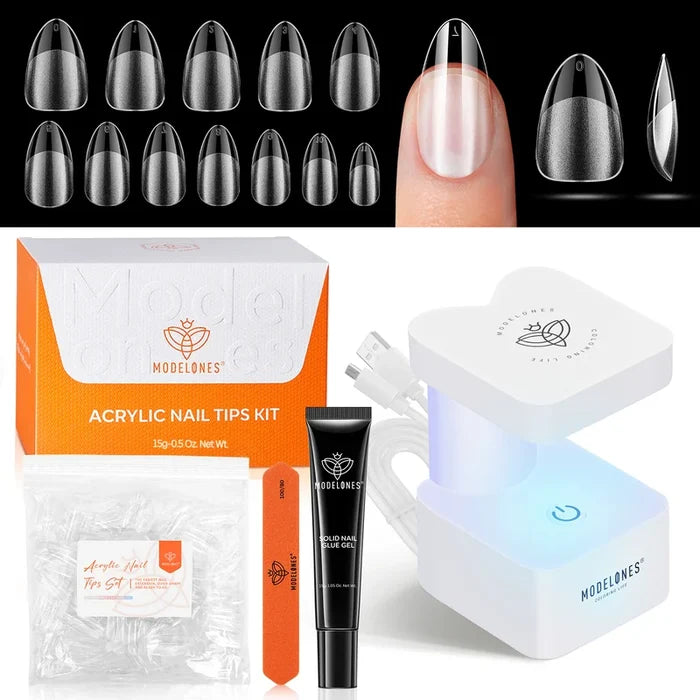 Semi-Forest Short Almond Nail Tips Kit