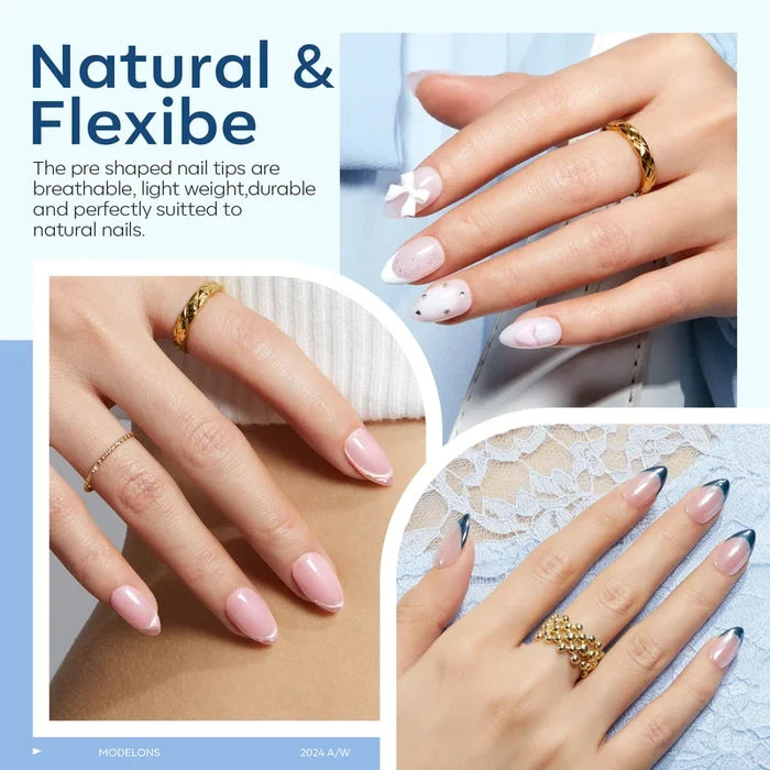 Semi-Forest Short Almond Nail Tips Kit
