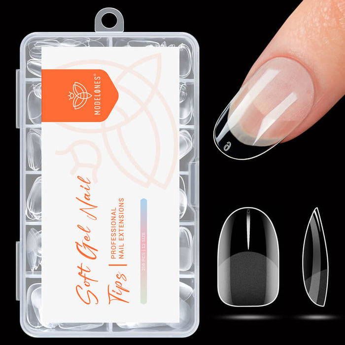 216 Pcs Semi-Frosted Nail Tips Nail Tip MODELONES # Short Oval Round