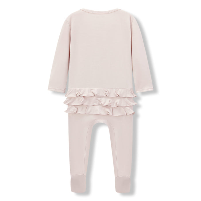 Sepia Rose Luxe Solid Ruffle Footed Romper