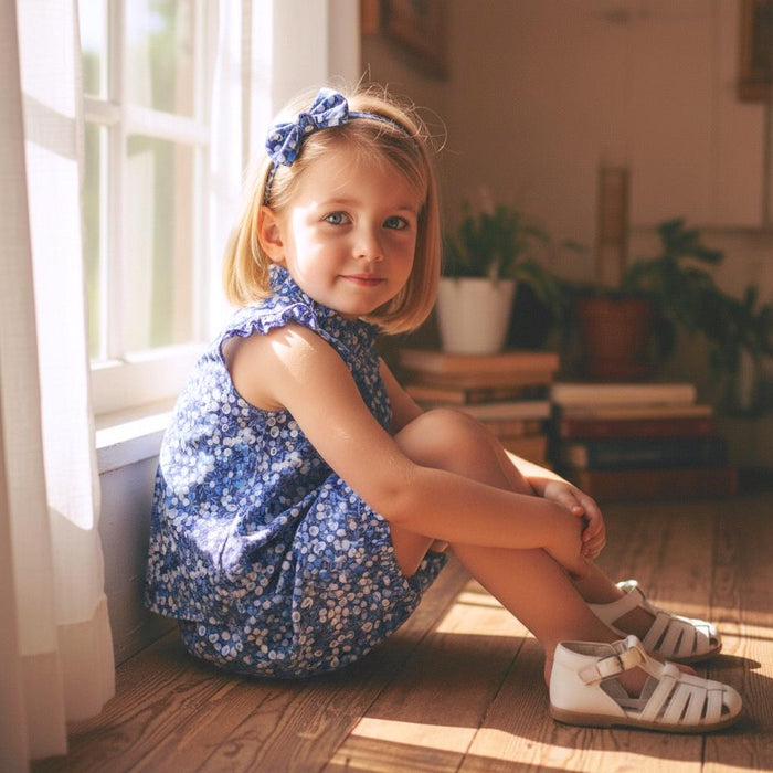 SET 2 Liberty Floral Print Top & Bloomers: Ruffle Sleeveless Blouse, Wiltshire Berries Navy