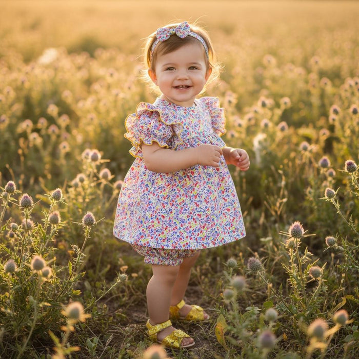 SET 2 Liberty London Girl Floral Blouse Set: Ruffle Summer Top Bloomer