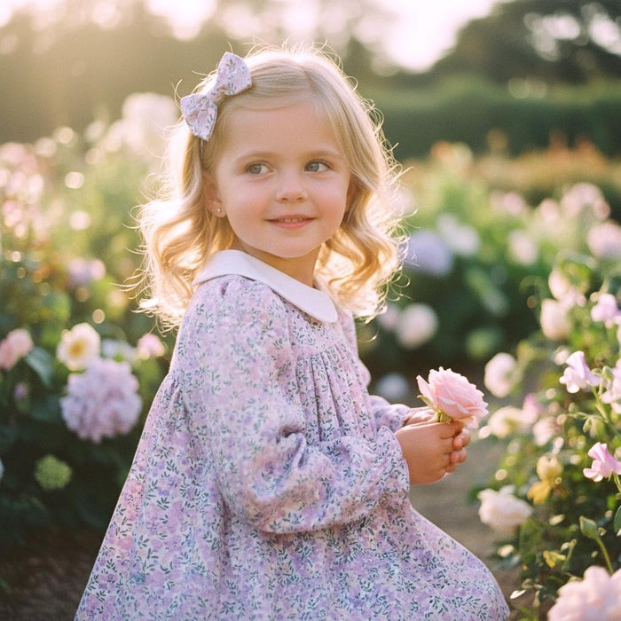 SET Liberty Floral Girl Long Sleeves Blouse Bloomer: Cotton Tana Lawn, Peter Pan Collar
