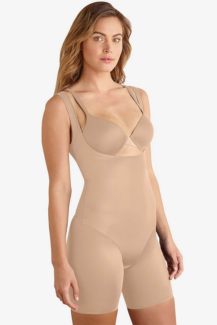 Shape Away® Open Bust Thigh Slimmer Bodysuit