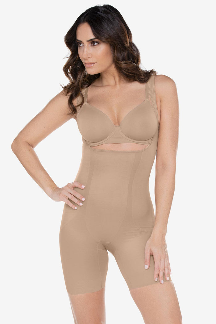 Shape Away® Open Bust Thigh Slimmer Bodysuit