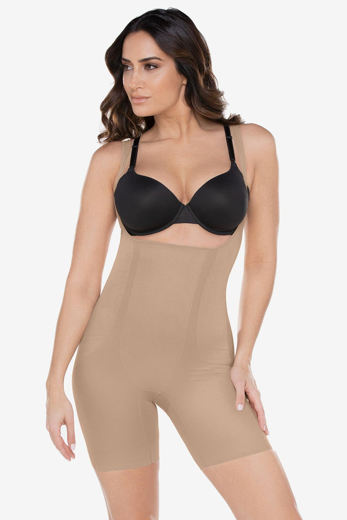 Shape Away® Open Bust Thigh Slimmer Bodysuit