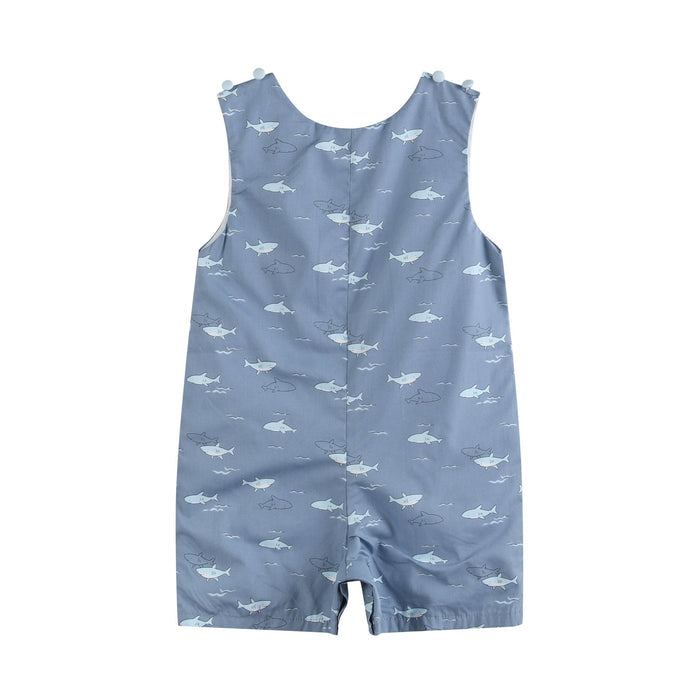 Shark Print Shortalls - Lil Cactus