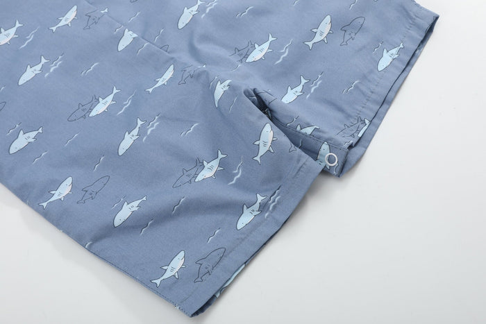 Shark Print Shortalls - Lil Cactus